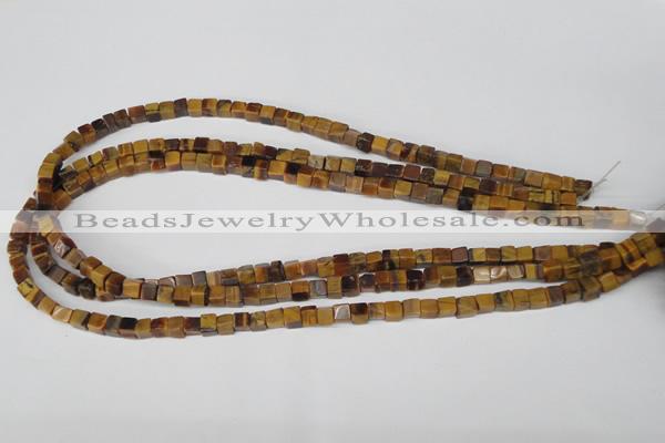 CCU34 15.5 inches 5*5mm cube yellow tiger eye beads wholesale