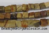 CCU41 15.5 inches 6*6mm cube picasso jasper beads wholesale