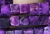 CCU454 15.5 inches 4*4mm cube purple crazy lace agate beads