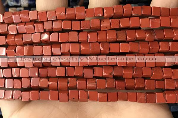 CCU456 15.5 inches 4*4mm cube red jasper beads wholesale