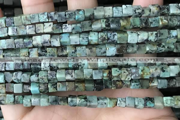 CCU461 15.5 inches 4*4mm cube African turquoise beads wholesale