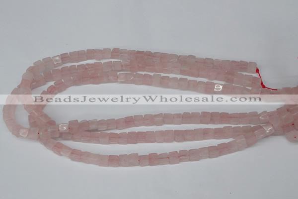 CCU56 15.5 inches 6*6mm cube rose quartz beads wholesale