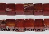 CCU70 15.5 inches 10*10mm cube red agate beads wholesale