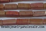 CCU717 15.5 inches 4*13mm cuboid pink wooden jasper beads wholesale