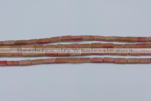 CCU717 15.5 inches 4*13mm cuboid pink wooden jasper beads wholesale