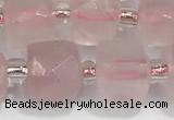 CCU753 15 inches 8*8mm faceted cube rose quartz beads