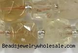 CCU755 15 inches 8*8mm faceted cube citrine beads