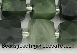 CCU785 15 inches 10*10mm faceted cube Canadian jade beads