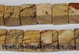 CCU80 15.5 inches 12*12mm cube picture jasper beads wholesale