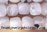 CCU801 15 inches 4mm faceted cube white moonstone beads