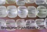 CCU802 15 inches 4mm faceted cube prehnite beads