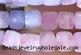 CCU805 15 inches 4mm faceted cube morganite beads