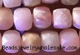 CCU807 15 inches 4mm faceted cube pink opal beads