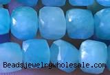 CCU811 15 inches 4mm faceted cube amazonite beads