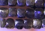 CCU814 15 inches 4mm faceted cube obsidian beads