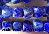 CCU816 15 inches 4mm faceted cube lapis lazuli beads