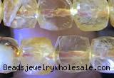 CCU817 15 inches 6mm faceted cube citrine beads