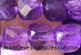 CCU818 15 inches 6mm faceted cube amethyst beads