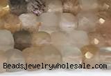 CCU837 15 inches 4mm faceted cube sunstone beads