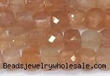 CCU849 15 inches 4mm faceted cube golden sunstone beads