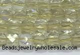 CCU861 15 inches 6mm faceted cube lemon quartz beads