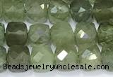 CCU862 15 inches 6mm faceted cube green apatite beads