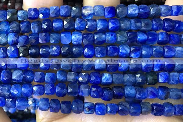 CCU868 15 inches 4mm faceted cube kyanite beads