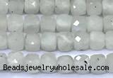 CCU870 15 inches 4mm faceted cube white moonstone beads