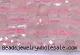 CCU887 15 inches 4mm faceted cube rose quartz beads