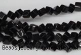 CCU94 15.5 inches 4*4mm cube black agate beads wholesale