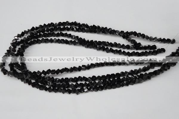 CCU94 15.5 inches 4*4mm cube black agate beads wholesale