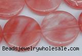 CCY154 15.5 inches 25mm flat round cherry quartz beads wholesale