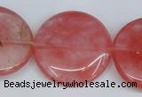 CCY155 15.5 inches 30mm flat round cherry quartz beads wholesale