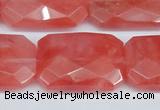 CCY166 15.5 inches 20*30mm faceted rectangle cherry quartz beads