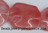 CCY167 15.5 inches 30*40mm wavy rectangle cherry quartz beads