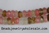 CCY204 15.5 inches 5*8mm faceted rondelle volcano cherry quartz beads