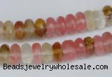 CCY205 15.5 inches 6*10mm faceted rondelle volcano cherry quartz beads