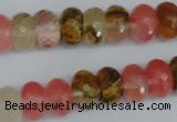 CCY206 15.5 inches 8*12mm faceted rondelle volcano cherry quartz beads