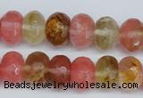 CCY207 15.5 inches 10*14mm faceted rondelle volcano cherry quartz beads