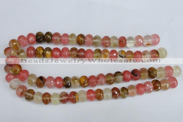 CCY207 15.5 inches 10*14mm faceted rondelle volcano cherry quartz beads