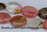 CCY217 15.5 inches 13*18mm oval volcano cherry quartz beads