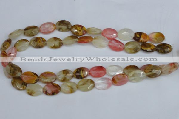 CCY230 15.5 inches 13*18mm faceted oval volcano cherry quartz beads