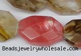 CCY231 15.5 inches 20*30mm faceted octagonal volcano cherry quartz beads