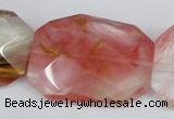 CCY234 30*40mm twisted & faceted rectangle volcano cherry quartz beads