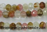 CCY401 15.5 inches 6*8mm faceted rondelle volcano cherry quartz beads