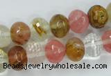 CCY403 15.5 inches 9*12mm faceted rondelle volcano cherry quartz beads