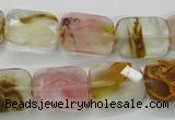 CCY432 15.5 inches 13*18mm faceted rectangle volcano cherry quartz beads