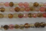 CCY501 15.5 inches 6mm faceted round volcano cherry quartz beads