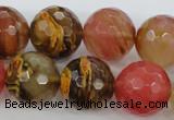 CCY508 15.5 inches 20mm faceted round volcano cherry quartz beads