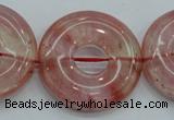 CCY56 15.5 inches 30mm donut cherry quartz beads wholesale